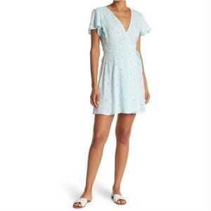 Abound Floral Wrap Mini Dress‎ Blue XS